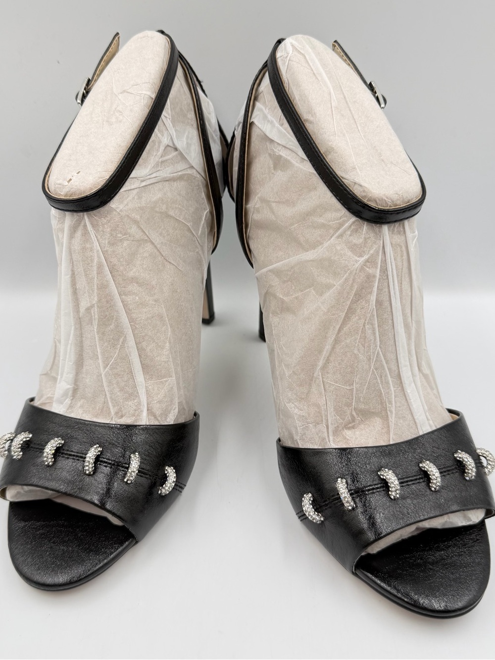 Jessica Simpson Juminee Black Strappy Heel Womens 9M Bling Ankle Strap